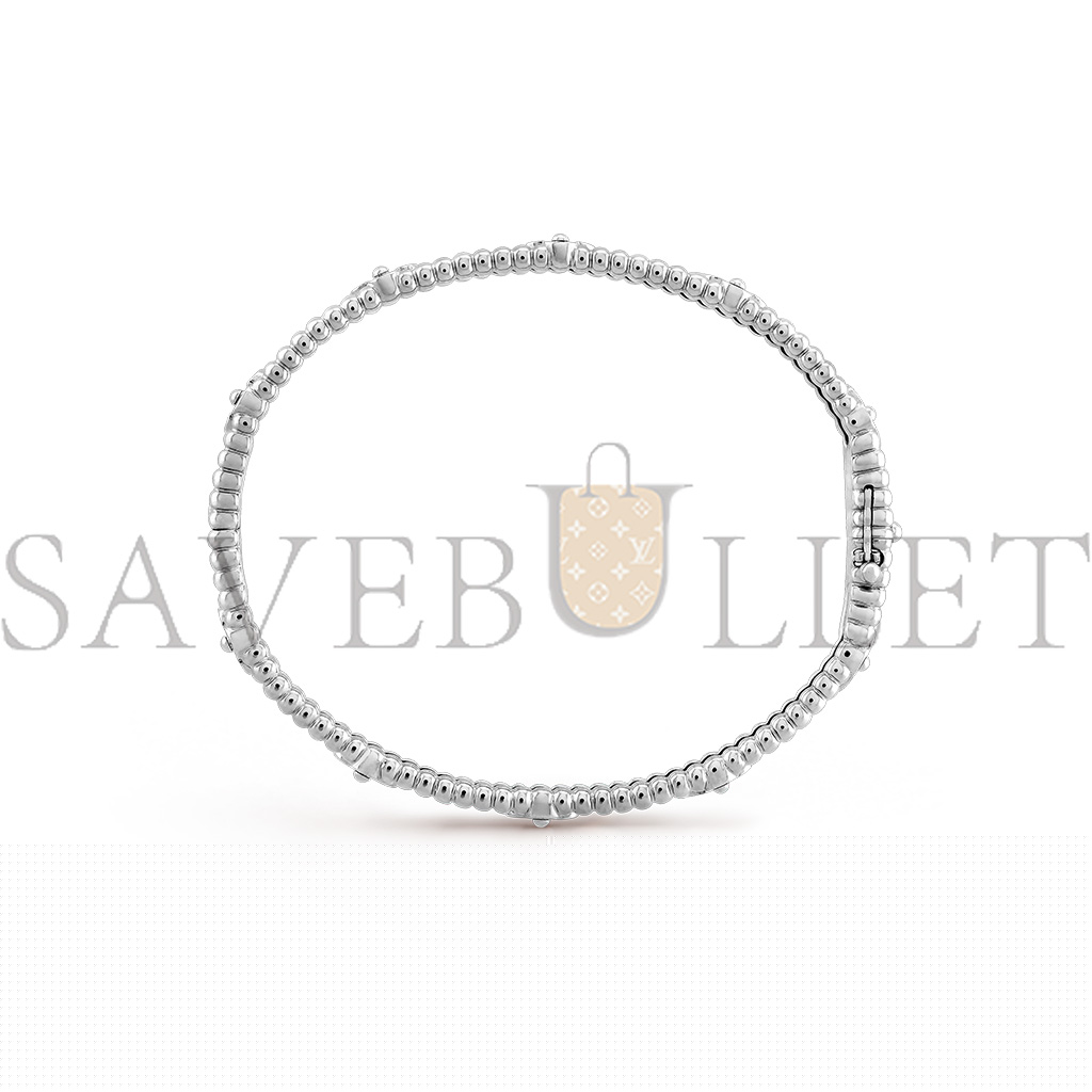 VAN CLEEF ARPELS PERLÉE SWEET CLOVERS BRACELET, EXTRA SMALL MODEL - WHITE GOLD, DIAMOND  VCARP6X800
